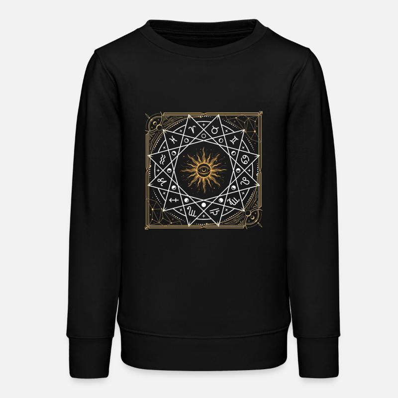 Roue du zodiaque soleil doré - Sweat ado bio Stanley/Stella - noir