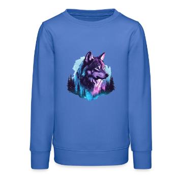 Wolf Polarlicht Wald Natur - Teenager Organic Sweatshirt Mini Changer von Stanley/Stella - carolina Blue - Vorne - AI Model Teenager Male dark (155cm)