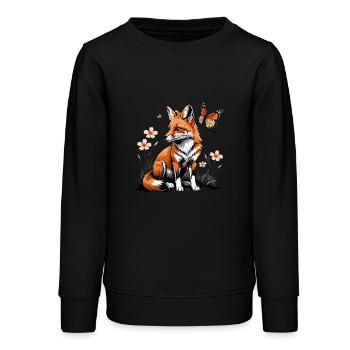 Renard Renard Fleurs Mignon Cadeau Animal Amour pour les Femmes - Sweat ado bio Stanley/Stella - noir - Devant - AI Model Teenager Male light (155cm)