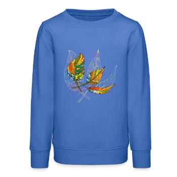 feuilles - Sweat ado bio Stanley/Stella - carolina blue - Devant - AI Model Teenager Male dark (155cm)