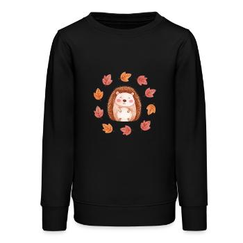 Hérisson doux au feuillage d’automne - Cosy - Sweat ado bio Stanley/Stella - noir - Devant - AI Model Teenager Male light (155cm)
