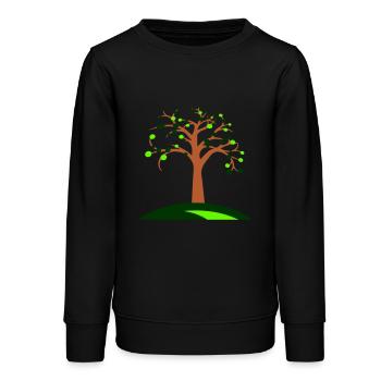 arbre belles feuilles nature forêt arbre silhouette - Sweat ado bio Stanley/Stella - noir - Devant - AI Model Teenager Male light (155cm)
