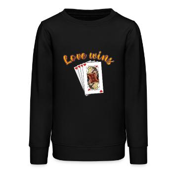 Reine et Roi de Cœur - Sweat ado bio Stanley/Stella - noir - Devant - AI Model Teenager Male light (155cm)