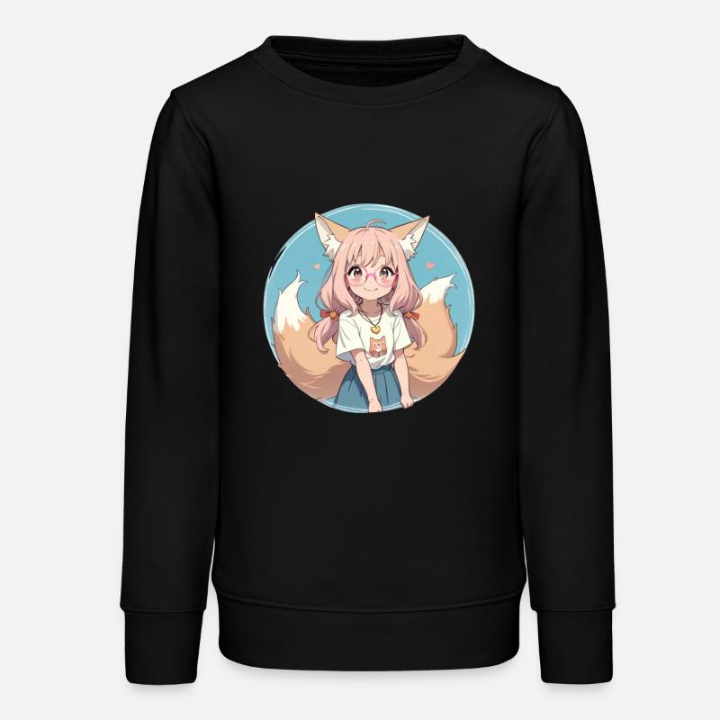 Fox Girl : Charme Enchanté au Style Anime - Sweat ado bio Stanley/Stella - noir