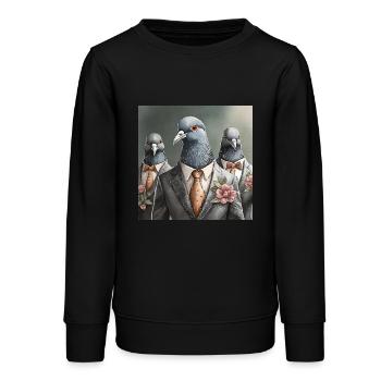 Tauben im Anzug - Teenager Organic Sweatshirt Mini Changer von Stanley/Stella - Schwarz - Vorne - AI Model Teenager Male light (155cm)