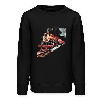 Die Faszination von Dampflokomotiven - Teenager Organic Sweatshirt Mini Changer von Stanley/Stella - Schwarz - Vorne - AI Model Teenager Male light (155cm)