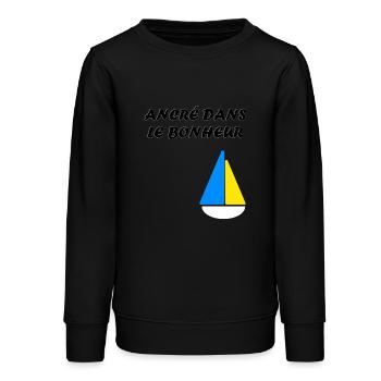ancré dans le bonheur - Sweat ado bio Stanley/Stella - noir - Devant - AI Model Teenager Male light (155cm)