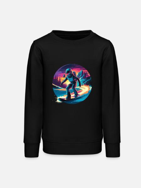 580s Snowboarding - Teens Organic Sweatshirt by Stanley/Stella - black
