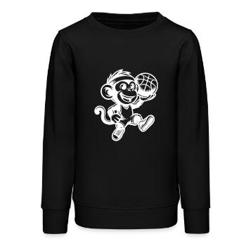 Mignon petit enfants singe avec basket-ball - Sweat ado bio Stanley/Stella - noir - Devant - AI Model Teenager Male light (155cm)