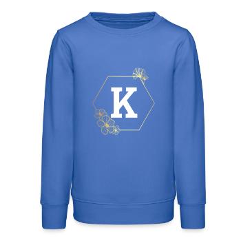 Lettre k cadre Floral doré - Sweat ado bio Stanley/Stella - carolina blue - Devant - AI Model Teenager Male dark (155cm)