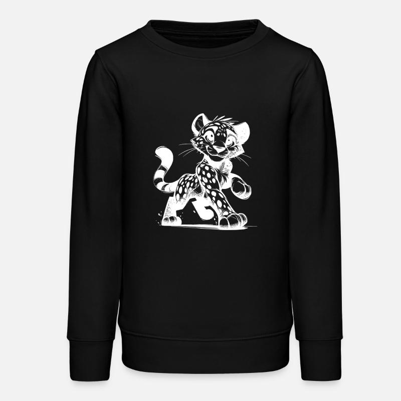 Léopard avec sourire, points et facteur de câlin - Sweat ado bio Stanley/Stella - noir