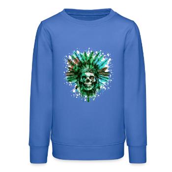 Indianer Totenkopf Häuptling - Teenager Organic Sweatshirt Mini Changer von Stanley/Stella - carolina Blue - Vorne - AI Model Teenager Male dark (155cm)