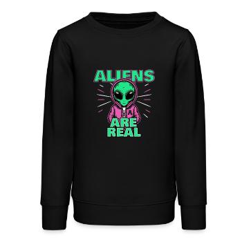 Les extraterrestres sont réels - Sweat ado bio Stanley/Stella - noir - Devant - AI Model Teenager Male light (155cm)