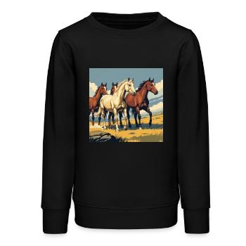 Quarter Horse Herd - Teens Organic Sweatshirt by Stanley/Stella - black - Front - AI Model Teenager Male light (155cm)