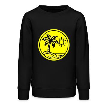 Summer Palm Trees Beach - Teens Organic Sweatshirt by Stanley/Stella - black - Front - AI Model Teenager Male light (155cm)