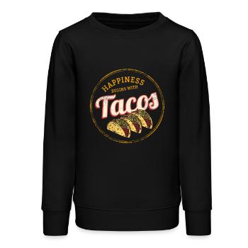 Taco Tortilla Retro Snack Vintage Salsa Design - Teenager Organic Sweatshirt Mini Changer von Stanley/Stella - Schwarz - Vorne - AI Model Teenager Male light (155cm)