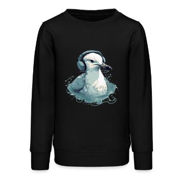 Mila la mouette audiophile - Sweat ado bio Stanley/Stella - noir - Devant - AI Model Teenager Male light (155cm)