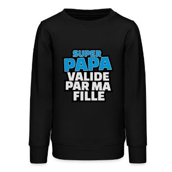 super papa validé par ma fille - Sweat ado bio Stanley/Stella - noir - Devant - AI Model Teenager Male light (155cm)
