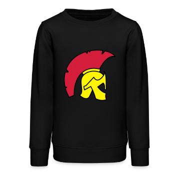 casque de Spartan - Sweat ado bio Stanley/Stella - noir - Devant - AI Model Teenager Male light (155cm)