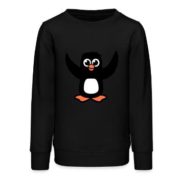 Pingouin mignon bébé enfant levant des ailes heureux - Sweat ado bio Stanley/Stella - noir - Devant - AI Model Teenager Male light (155cm)