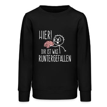 Hier! Dir ist was runtergefallen Gehirn Spruch - Teenager Organic Sweatshirt Mini Changer von Stanley/Stella - Schwarz - Vorne - AI Model Teenager Male light (155cm)