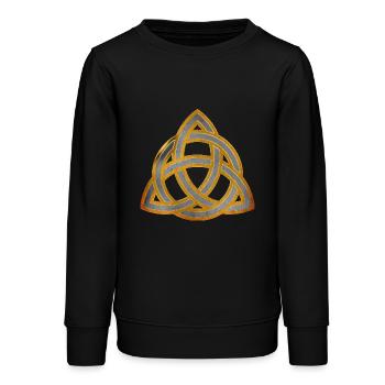 Noeud celtique 3 - or antique d'argent - Sweat ado bio Stanley/Stella - noir - Devant - AI Model Teenager Male light (155cm)