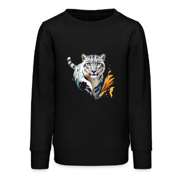 Schneeleopard Vektorgrafik mit lebendiger Illustration - Teenager Organic Sweatshirt Mini Changer von Stanley/Stella - Schwarz - Vorne - AI Model Teenager Male light (155cm)