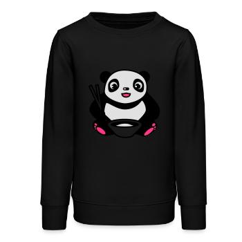 Baby Panda beim Reis essen mit Stäbchen - Teenager Organic Sweatshirt Mini Changer von Stanley/Stella - Schwarz - Vorne - AI Model Teenager Male light (155cm)