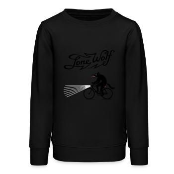 Lone Wolf on bike - Teens Organic Sweatshirt by Stanley/Stella - black - Front - AI Model Teenager Male light (155cm)
