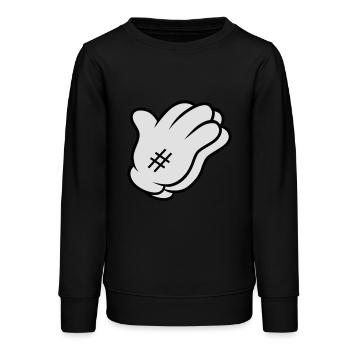 Comic Hand Pray - Teens Organic Sweatshirt by Stanley/Stella - black - Front - AI Model Teenager Male light (155cm)