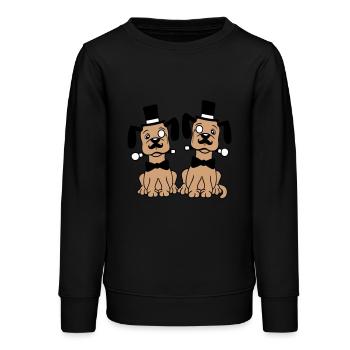 2 Hunde Herr Sir Zylinder Hut Monokel Brille Reich - Teenager Organic Sweatshirt Mini Changer von Stanley/Stella - Schwarz - Vorne - AI Model Teenager Male light (155cm)