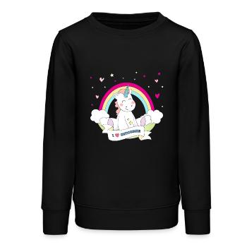 I Love Unicorns - Sweat ado bio Stanley/Stella - noir - Devant - AI Model Teenager Male light (155cm)
