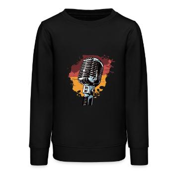 Mikrofon retro vintage sänger - Teenager Organic Sweatshirt Mini Changer von Stanley/Stella - Schwarz - Vorne - AI Model Teenager Male light (155cm)