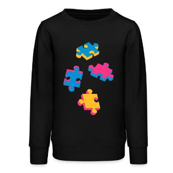 quatre pièces de puzzle - Sweat ado bio Stanley/Stella - noir - Devant - AI Model Teenager Male light (155cm)