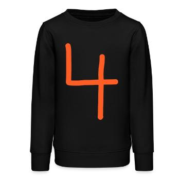 4 Numéro quatre numéro orange anniversaire - Sweat ado bio Stanley/Stella - noir - Devant - AI Model Teenager Male light (155cm)