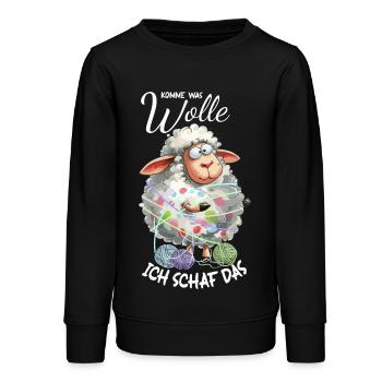Komme was Wolle ich Schaf das lustiger Spruch Wort - Teenager Organic Sweatshirt Mini Changer von Stanley/Stella - Schwarz - Vorne - AI Model Teenager Male light (155cm)