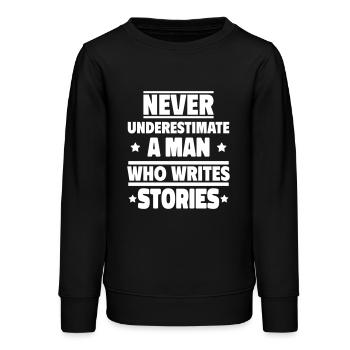 Un homme qui écrit des histoires - Sweat ado bio Stanley/Stella - noir - Devant - AI Model Teenager Male light (155cm)