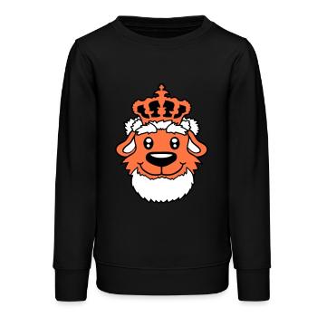 Chien Couronne Roi Prince Lord Souverain Majesté - Sweat ado bio Stanley/Stella - noir - Devant - AI Model Teenager Male light (155cm)