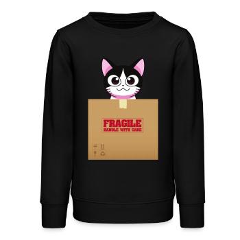 Kätzchen auf zerbrechlicher Kiste Kawaii - Teenager Organic Sweatshirt Mini Changer von Stanley/Stella - Schwarz - Vorne - AI Model Teenager Male light (155cm)