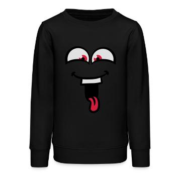 Rire fou fun langue dehors - Sweat ado bio Stanley/Stella - noir - Devant - AI Model Teenager Male light (155cm)
