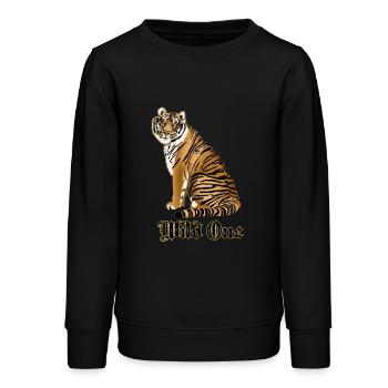 Sauvage avec tigre - Sweat ado bio Stanley/Stella - noir - Devant - AI Model Teenager Male light (155cm)