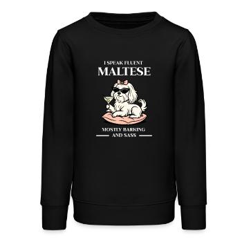 Attitude maltaise – Aboyement, impertinence et style - Sweat ado bio Stanley/Stella - noir - Devant - AI Model Teenager Male light (155cm)