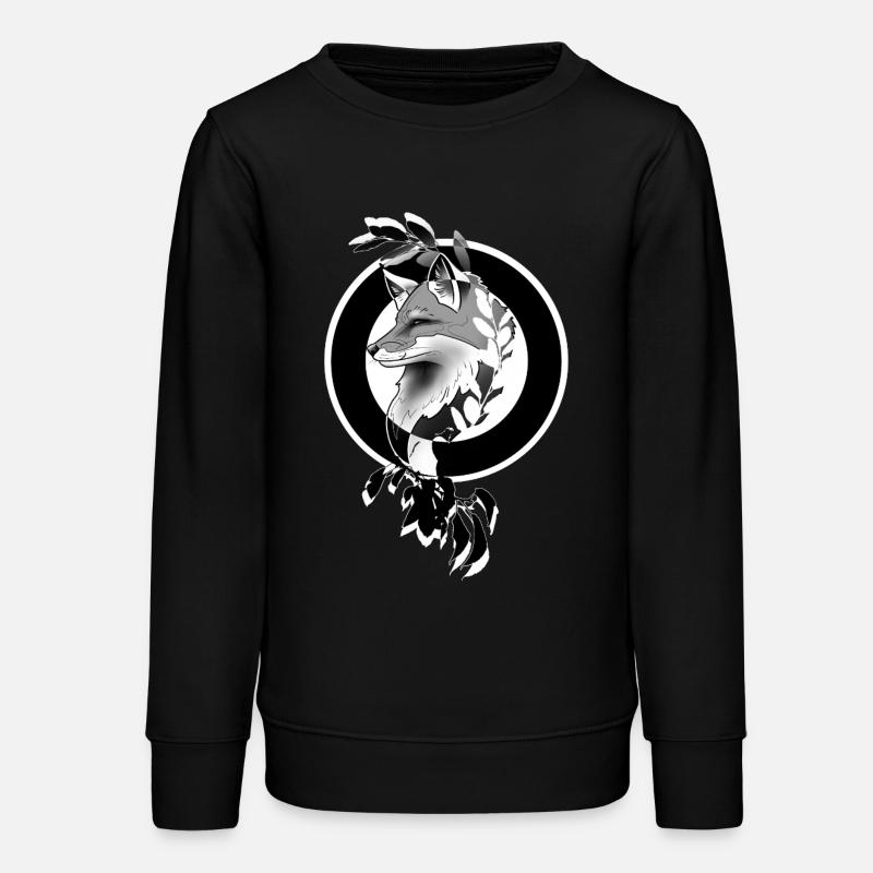 Moon Circle Fox - Teens Organic Sweatshirt by Stanley/Stella - black