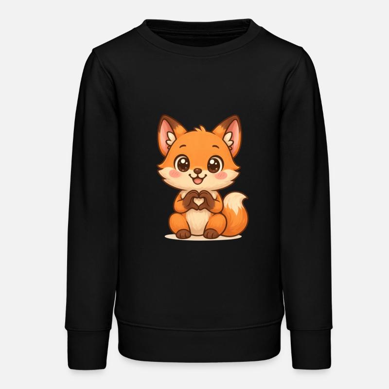 Renard câlin en forme de cœur - Sweat ado bio Stanley/Stella - noir