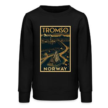 Tromsø Norwegen – Retro Reiseposter Art Deco - Teenager Organic Sweatshirt Mini Changer von Stanley/Stella - Schwarz - Vorne - AI Model Teenager Male light (155cm)