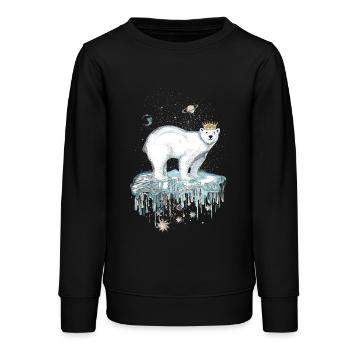 Majestätischer Eisbär mit Krone auf Eisscholle - Teenager Organic Sweatshirt Mini Changer von Stanley/Stella - Schwarz - Vorne - AI Model Teenager Male light (155cm)