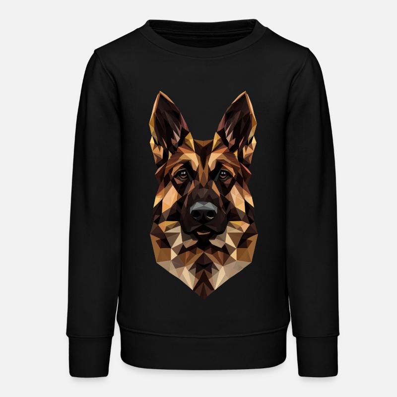 German Shepherd Low Poly Design - Teens Organic Sweatshirt by Stanley/Stella - black