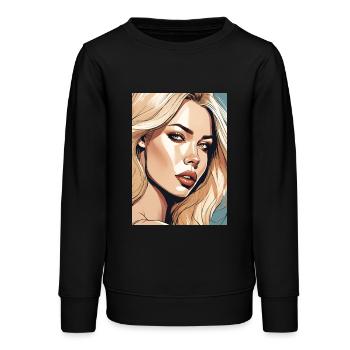 Blonde schöne Frau Blondine - Teenager Organic Sweatshirt Mini Changer von Stanley/Stella - Schwarz - Vorne - AI Model Teenager Male light (155cm)