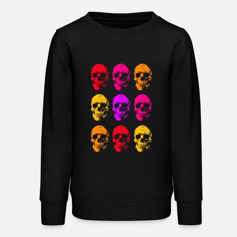 Colored Linear Skull Art - Teens Organic Sweatshirt by Stanley/Stella - black