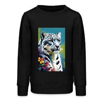 Schneeleopard | Leopard | Raubtier - Teenager Organic Sweatshirt Mini Changer von Stanley/Stella - Schwarz - Vorne - AI Model Teenager Male light (155cm)